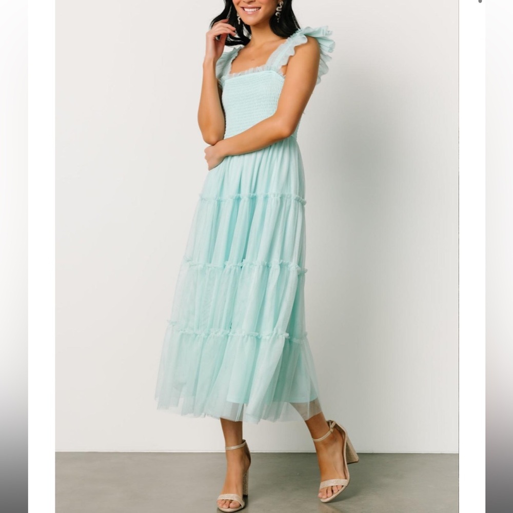 Baltic Born Mint Green Midi Dress with Ruffle Straps